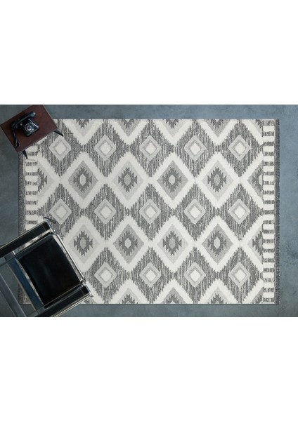 Antrasit Etnik Modern Etnik Desenli Halı | Makinada Yıkanabilir | Hav Toz Vermez | Leke Tutmayaz | Kaymaz Taban | Dijital Makine Baskı | Salon Yolluk Mutfak Halısı modelleri