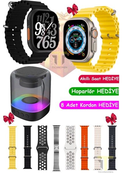 Siyah Akıllı Saat Y80, 8 Kordon ve Hoparlör Hediye ile Şık ve Fonksiyonel Seçenek fiyatları