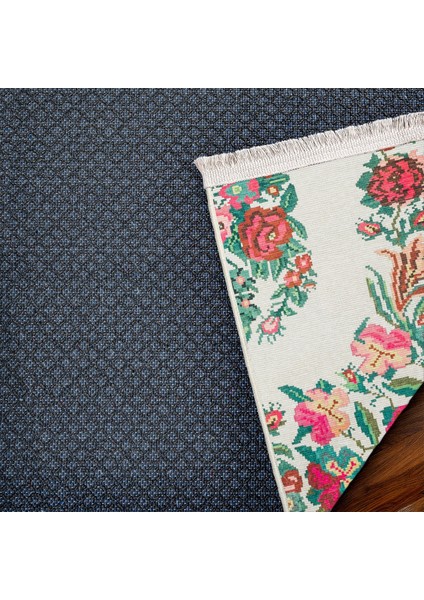 Krem Çiçekli Modern Etnik Desenli Halı | Makinada Yıkanabilir | Hav Toz Vermez | Leke Tutmayaz | Kaymaz Taban | Dijital Makine Baskı | Salon Yolluk Mutfak Halısı fırsatları