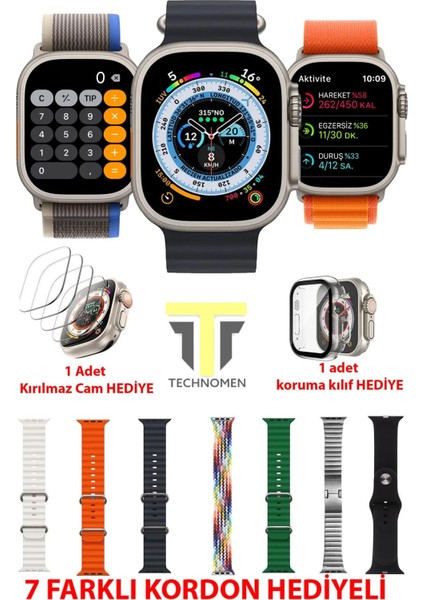 Y60 Ultra Plus Akıllı Saat 7 Kordon, Kasa Koruma, Kırılmaz Cam, Metalik Tasarım
