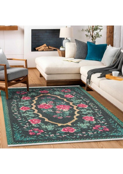Siyah Karabağ Modern Etnik Desenli Halı | Makinada Yıkanabilir | Hav Toz Vermez | Leke Tutmayaz | Kaymaz Taban | Dijital Makine Baskı | Salon Yolluk Mutfak Halısı fiyatları