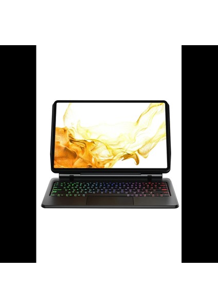 Samsung Galaxy T870 Tab S7 11 Kılıf Eternal Ledli Klavyeli Tablet Kılıfı - Siyah