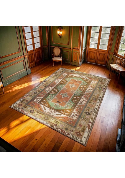 Turuncu Madalyon Modern Etnik Desenli Halı | Makinada Yıkanabilir | Hav Toz Vermez | Leke Tutmayaz | Kaymaz Taban | Dijital Makine Baskı | Salon Yolluk Mutfak Halısı modelleri