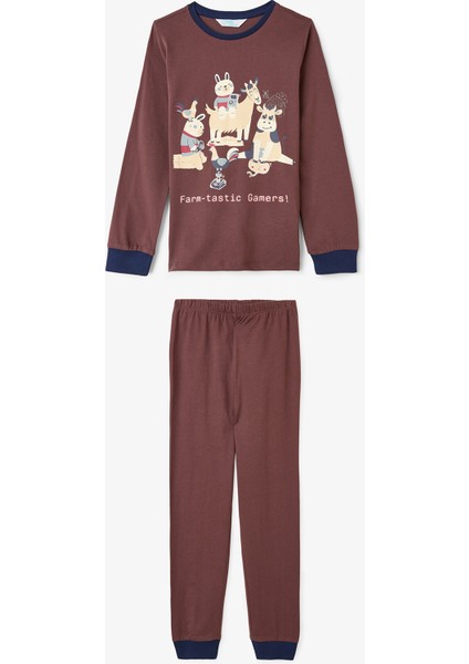 Erkek Çocuk Farm-Tastic Pamuklu Uzun Kollu 2'li Pijama Takımı modelleri