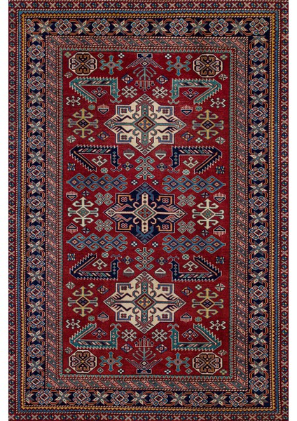 Bordo Madalyon Modern Etnik Desenli Halı | Makinada Yıkanabilir | Hav Toz Vermez | Leke Tutmayaz | Kaymaz Taban | Dijital Makine Baskı | Salon Yolluk Mutfak Halısı
