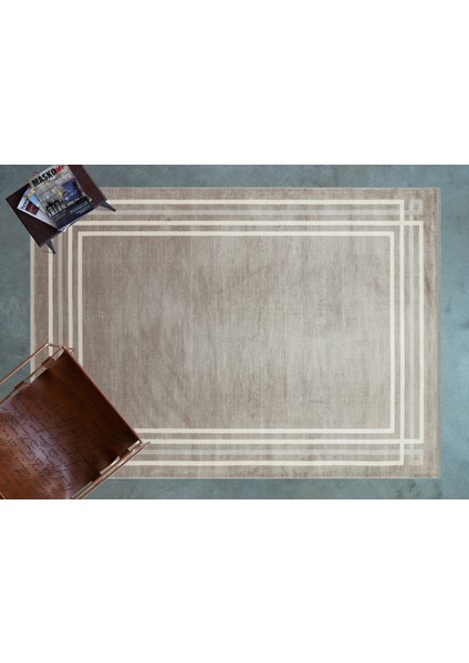 Vizon Çerçeveli Modern Etnik Desenli Halı | Makinada Yıkanabilir | Hav Toz Vermez | Leke Tutmayaz | Kaymaz Taban | Dijital Makine Baskı | Salon Yolluk Mutfak Halısı modelleri
