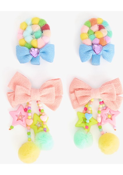 Renkli Kız Çocuk Happy 4'lü Toka