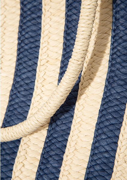 Lacivert Çizgili Hasır Tote Çanta 1912103-30717