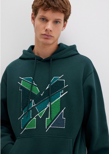 M Logo Baskılı Kapüşonlu Yeşil Sweatshirt 0S10106-81570
