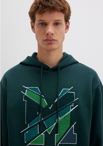 M Logo Baskılı Kapüşonlu Yeşil Sweatshirt 0S10106-81570
