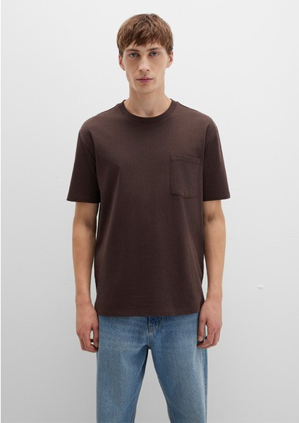 Cep Detaylı Kahverengi Tişört 066248-70251