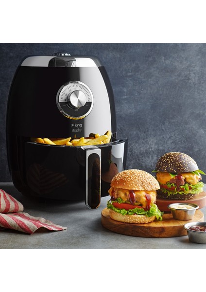 Yağsız Sıcak Hava Fritözü Siyah, Sağlıklı ve Kolay Kullanım, 4 Yıl Garanti
