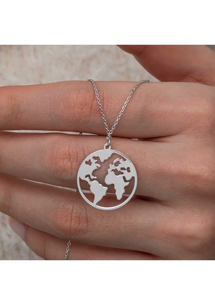 Gümüş Dünya Kadın Kolye
