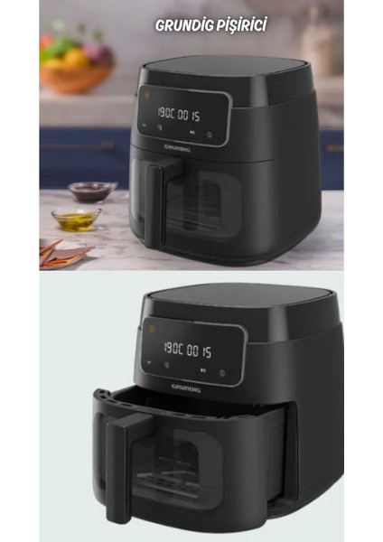 Hızlı ve Pratik 7,6 Litre Camlı Airfryer, 1900W, Siyah Renkli