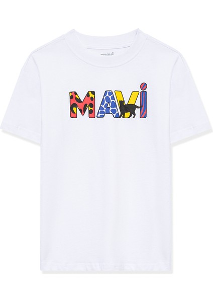 Mavi Logo Baskılı Beyaz Tişört 7610193-620