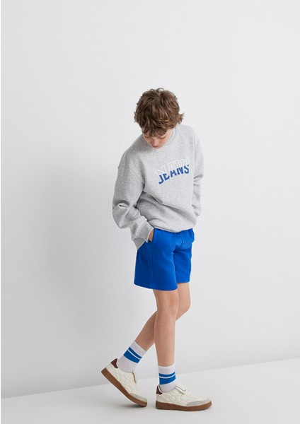 Mavi Logo Baskılı Gri Sweatshirt 6S10031-85438