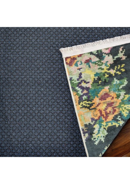 Siyah Çiçekli Modern Etnik Desenli Halı | Makinada Yıkanabilir | Hav Toz Vermez | Leke Tutmayaz | Kaymaz Taban | Dijital Makine Baskı | Salon Yolluk Mutfak Halısı fırsatları