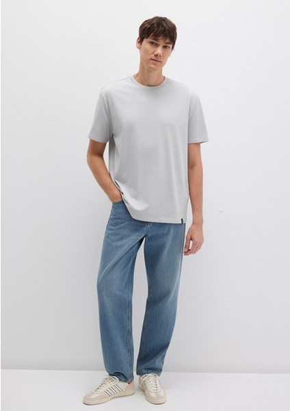 Etiket Detaylı Gri Basic Tişört 0611824-70075