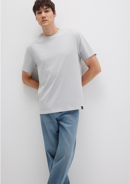Etiket Detaylı Gri Basic Tişört 0611824-70075