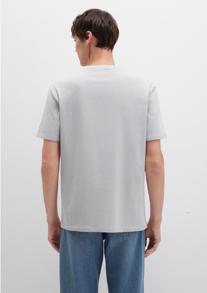 Etiket Detaylı Gri Basic Tişört 0611824-70075