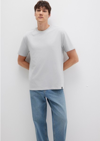 Etiket Detaylı Gri Basic Tişört 0611824-70075
