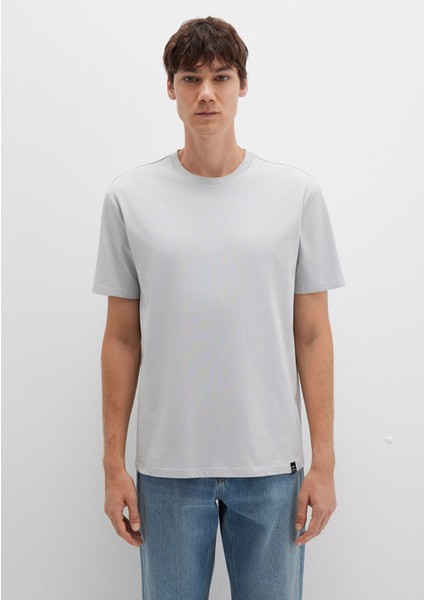 Etiket Detaylı Gri Basic Tişört 0611824-70075