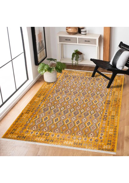 Sarı Etnik Modern Etnik Desenli Halı | Makinada Yıkanabilir | Hav Toz Vermez | Leke Tutmayaz | Kaymaz Taban | Dijital Makine Baskı | Salon Yolluk Mutfak Halısı fiyatları