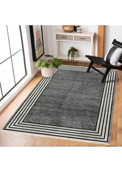 Siyah Çerçeveli Modern Etnik Desenli Halı | Makinada Yıkanabilir | Hav Toz Vermez | Leke Tutmayaz | Kaymaz Taban | Dijital Makine Baskı | Salon Yolluk Mutfak Halısı fiyatları