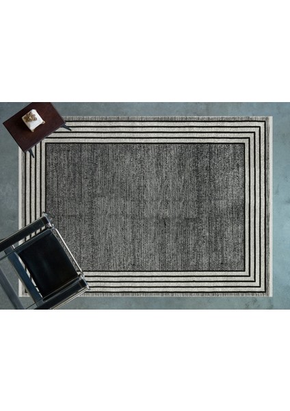 Siyah Çerçeveli Modern Etnik Desenli Halı | Makinada Yıkanabilir | Hav Toz Vermez | Leke Tutmayaz | Kaymaz Taban | Dijital Makine Baskı | Salon Yolluk Mutfak Halısı modelleri