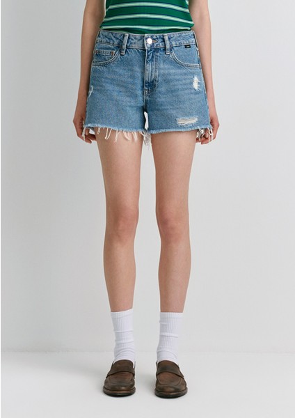 Rosie 90lar Yırtıklı Açık Mavi Jean Şort 1447487077