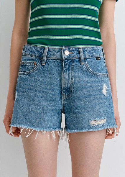 Rosie 90lar Yırtıklı Açık Mavi Jean Şort 1447487077