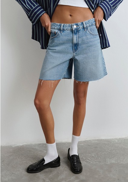 Lidia Real Blue Vintage Indigo Mavisi Jean Şort 1410145-87088