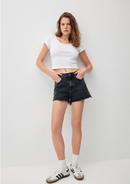 Cherry 90lar Gri Jean Şort 1410022-87071