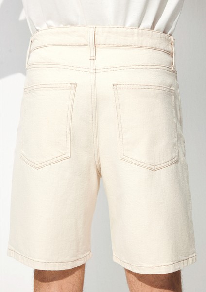 Houston Street Ekru Jean Şort 0410672-87146