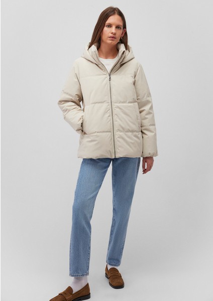 Kapüşonlu Bej Şişme Mont 1110445-70143