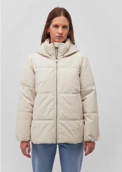 Kapüşonlu Bej Şişme Mont 1110445-70143