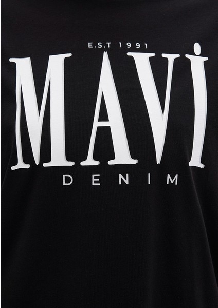 Mavi Logo Baskılı Siyah Tişört 1611990-900