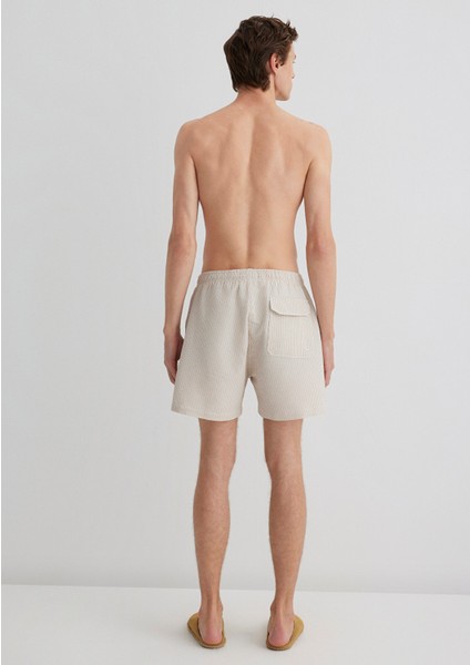 Gofre Kumaş Bej Kısa Deniz Şortu 0910235-70141