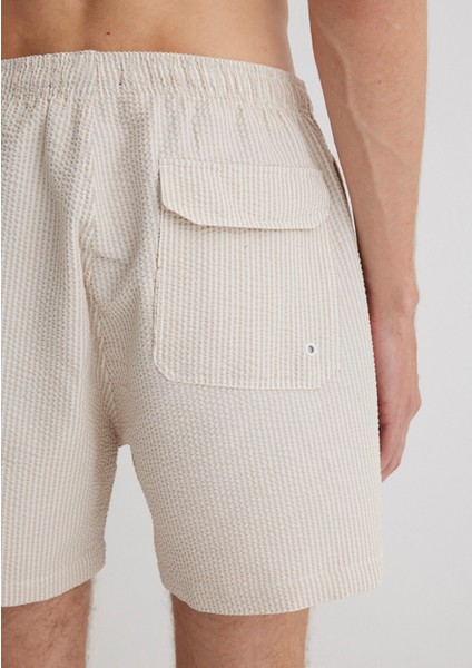 Gofre Kumaş Bej Kısa Deniz Şortu 0910235-70141