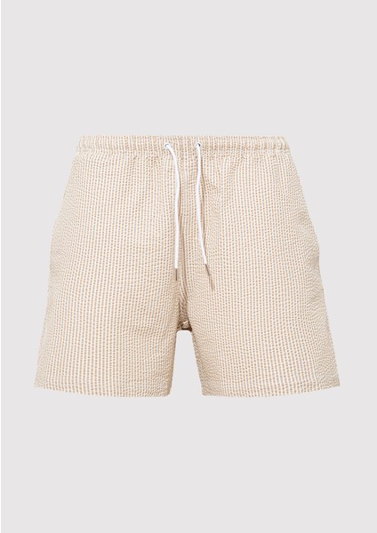 Gofre Kumaş Bej Kısa Deniz Şortu 0910235-70141