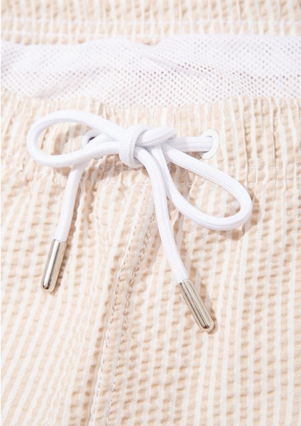 Gofre Kumaş Bej Kısa Deniz Şortu 0910235-70141