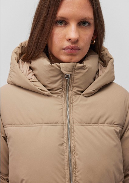 Kapüşonlu Kahverengi Şişme Mont 1110456-86805