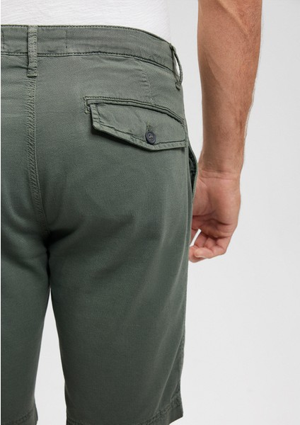 Keten Karışımlı Yeşil Chino Şort 0436187704