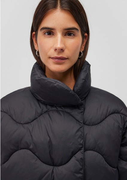 Dik Yaka Siyah Şişme Mont 1110440-900