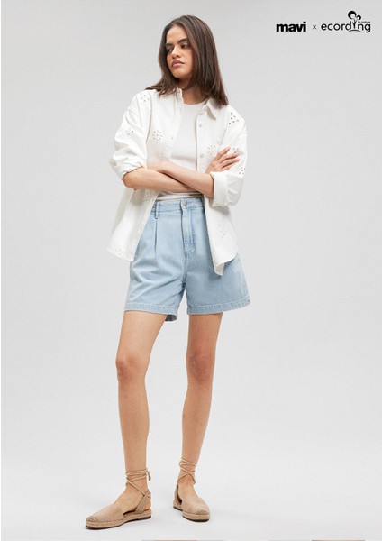 Mandy Akdeniz Açık Mavi Jean Şort 1410121-87997
