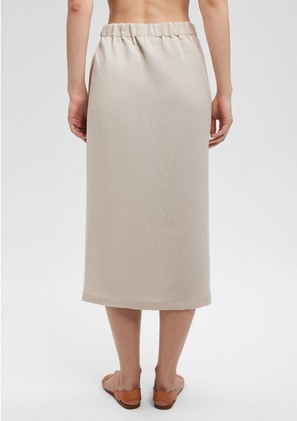 Keten Karışımlı Bej Viskoz Etek 1310521-70136