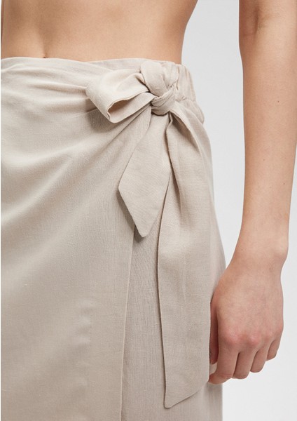 Keten Karışımlı Bej Viskoz Etek 1310521-70136