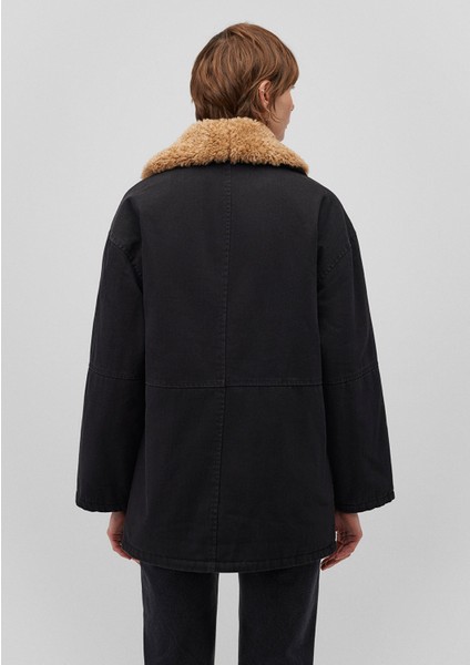 Suni Kürk Detaylı Antrasit Denim Ceket 1110538-80106