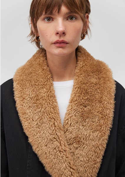 Suni Kürk Detaylı Antrasit Denim Ceket 1110538-80106