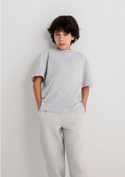 Organik Pamuklu Gri Basic Tişört 6610203-70075
